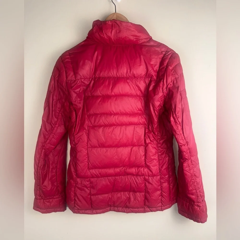 Calvin Klein Down Puffer Jacket Womens Size S Red Full Zip Packable LTWT FLAW‎